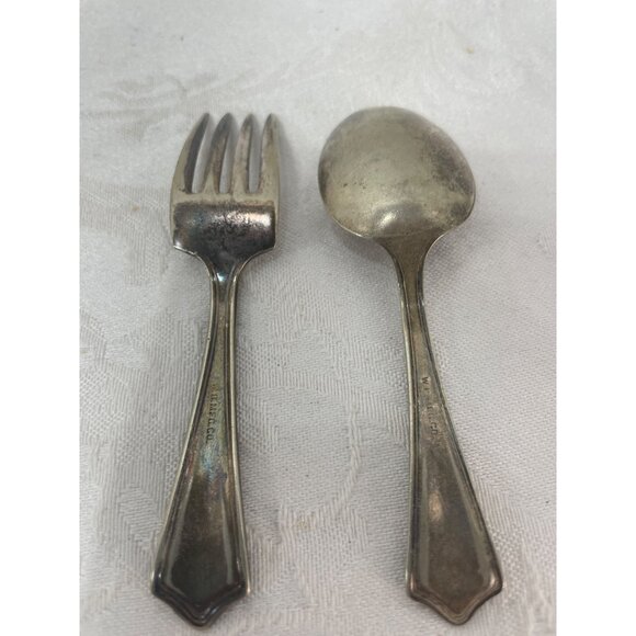 Childs Size Spoon and Fork Antique Elizabeth Silverplate 1918 Wm A. Rogers Mfg. - Picture 2 of 6
